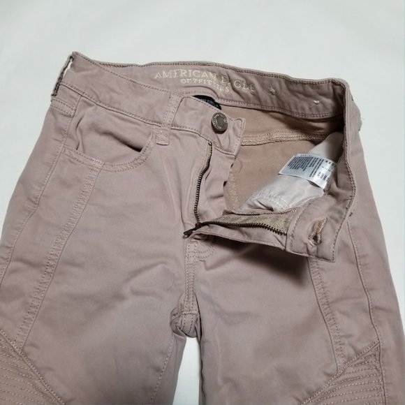 American Eagle Pink Sateen Moto High Rise Jeggings - Picture 4 of 5